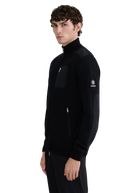 Technical Panelled Knit Zip Jacket - Black