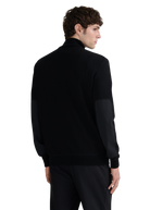 Technical Panelled Knit Zip Jacket - Black