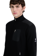 Technical Panelled Knit Zip Jacket - Black