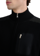 Technical Panelled Knit Zip Jacket - Black