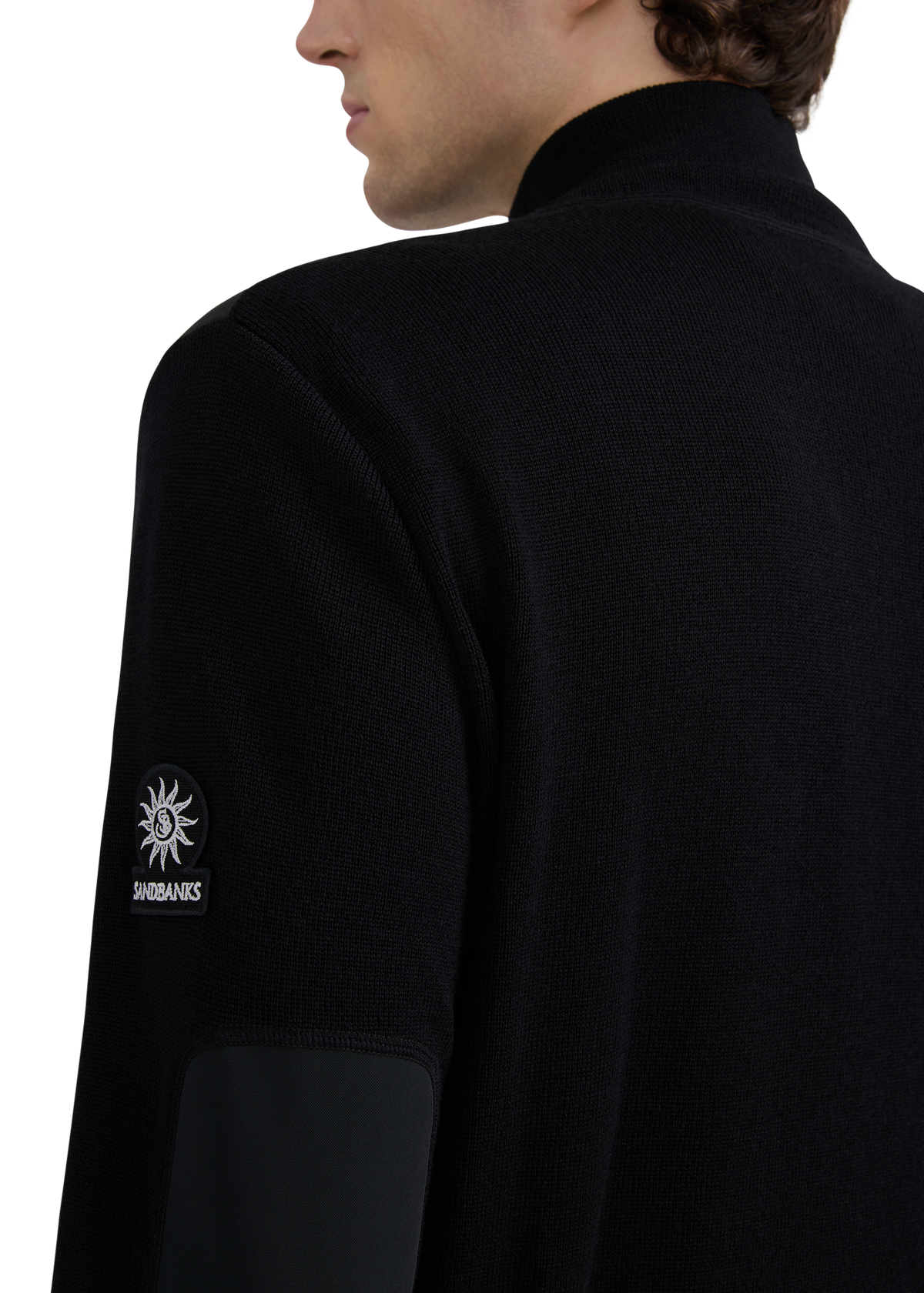 Technical Panelled Knit Zip Jacket - Black