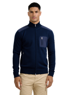 Technical Panelled Knit Zip Jacket - Navy