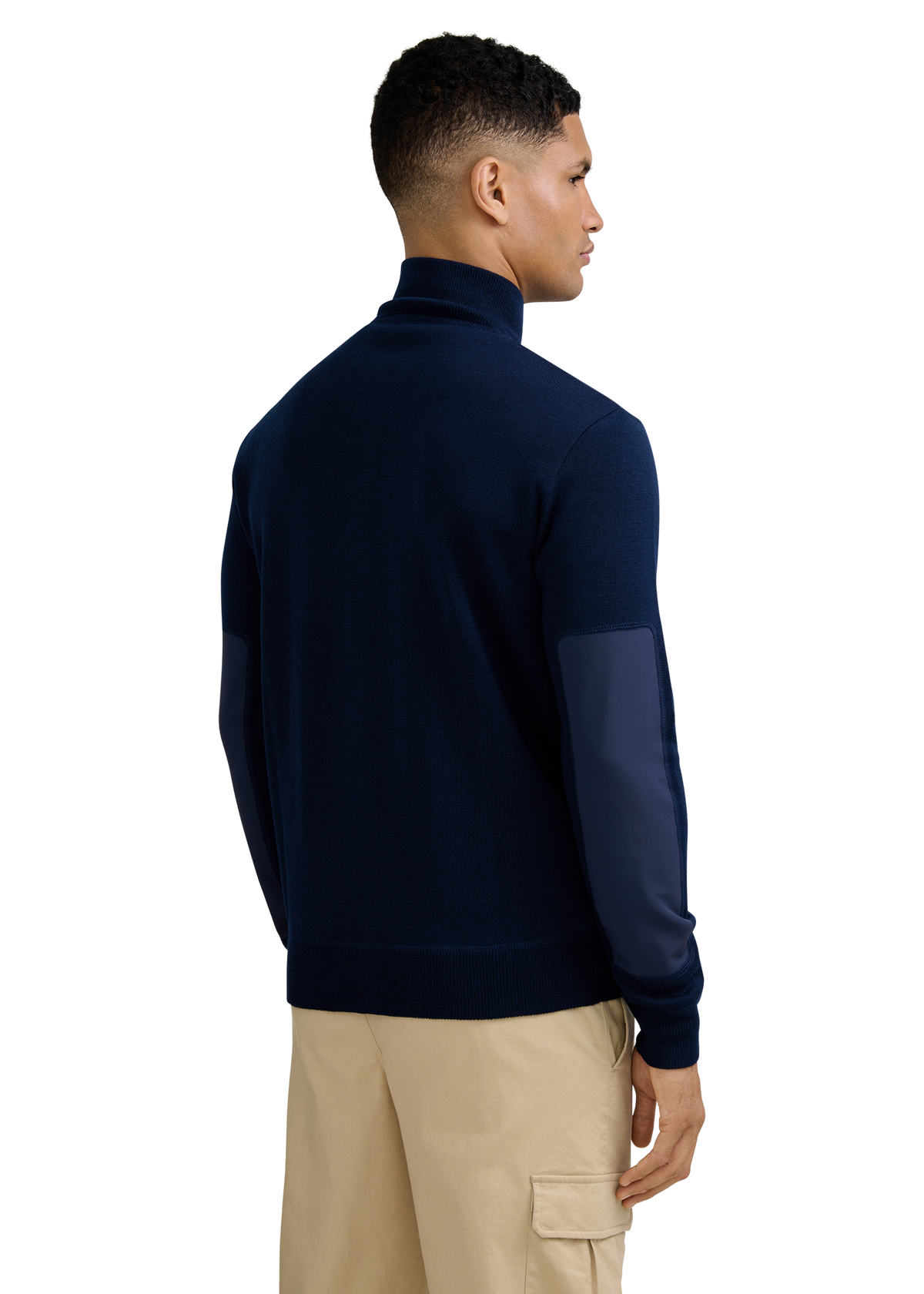 Technical Panelled Knit Zip Jacket - Navy