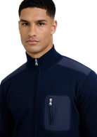 Technical Panelled Knit Zip Jacket - Navy