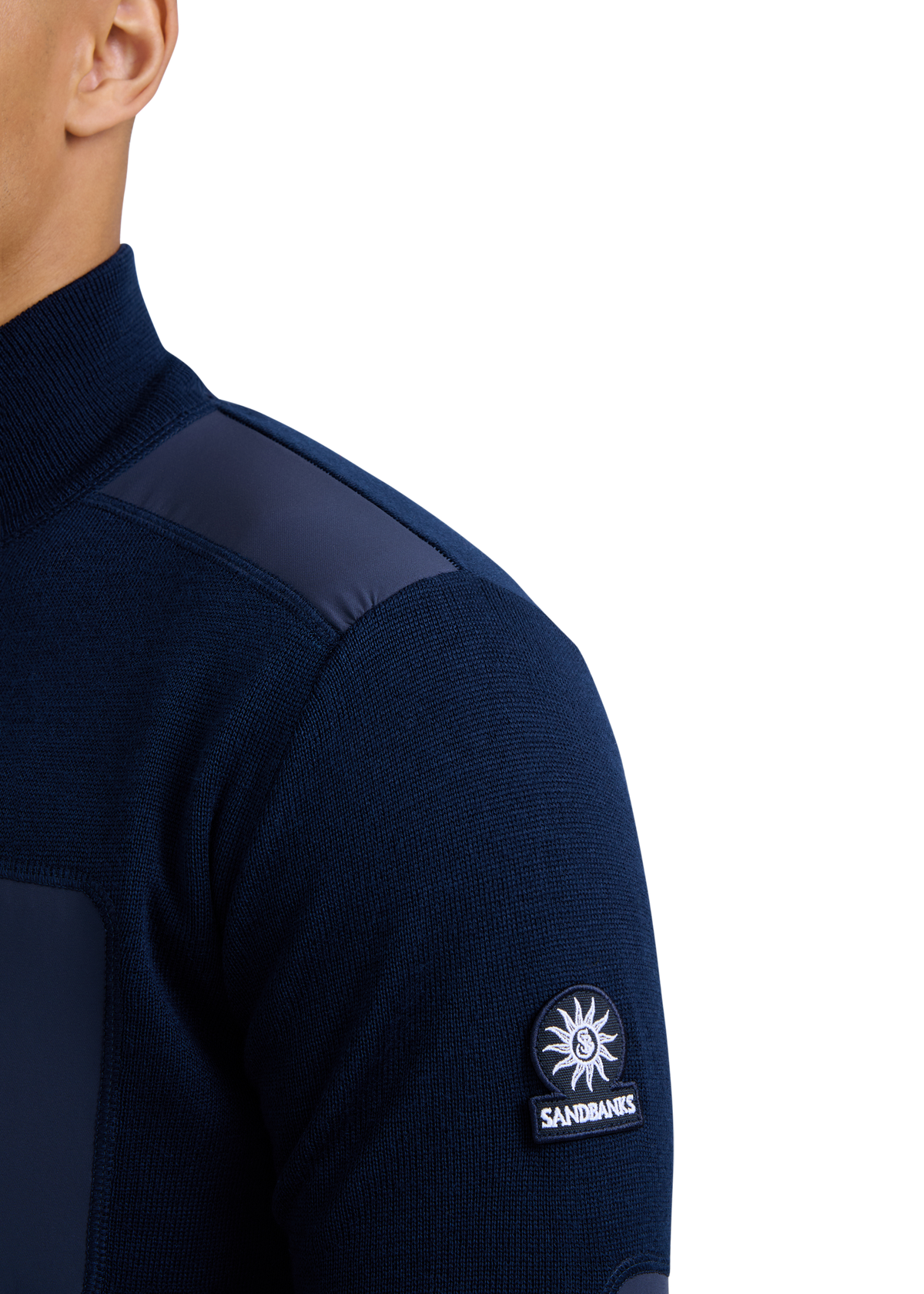 Technical Panelled Knit Zip Jacket - Navy