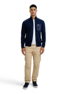 Technical Panelled Knit Zip Jacket - Navy