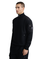Technical Panelled Knit Quarter Zip - Black