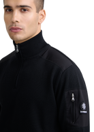 Technical Panelled Knit Quarter Zip - Black