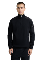 Technical Panelled Knit Quarter Zip - Black