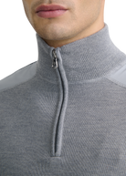 Technical Panelled Knit Quarter Zip - Light Grey