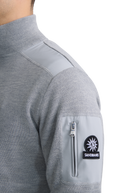 Technical Panelled Knit Quarter Zip - Light Grey
