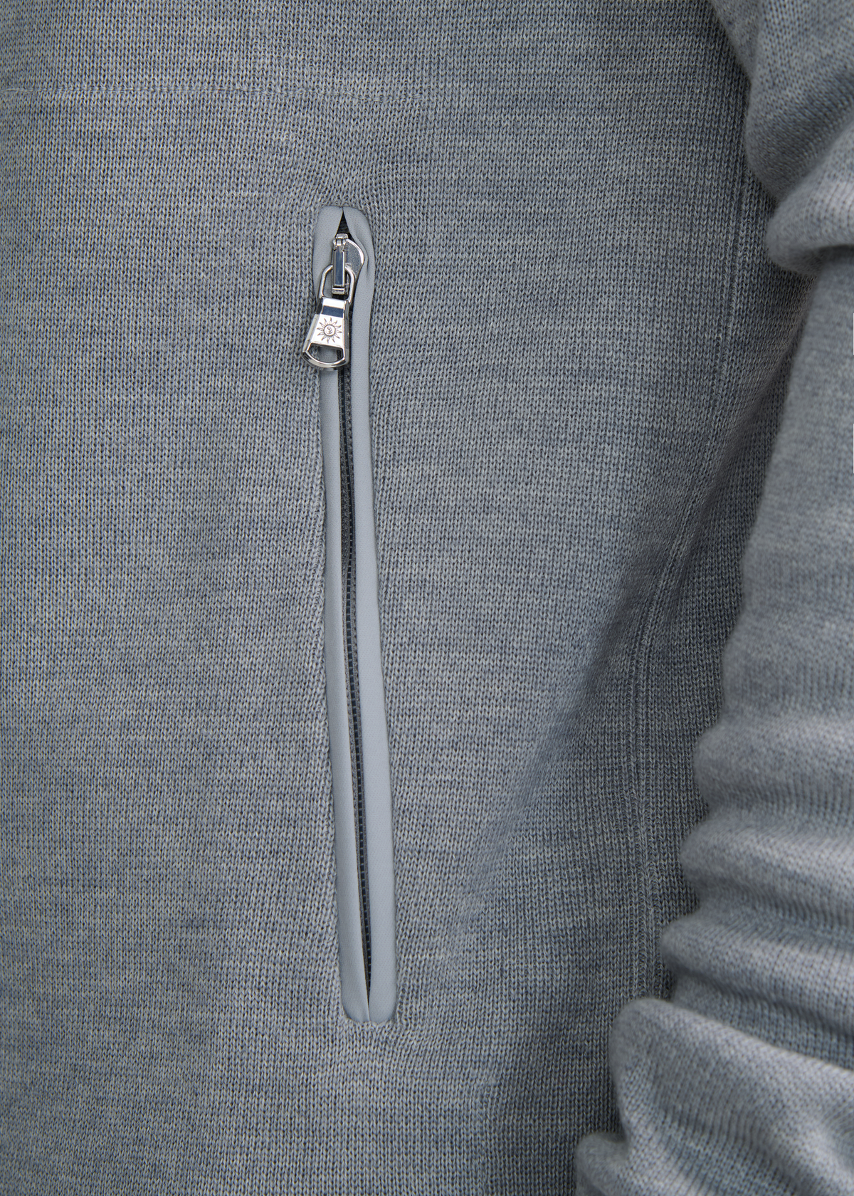 Technical Panelled Knit Quarter Zip - Light Grey