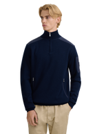 Technical Panelled Knit Quarter Zip - Navy