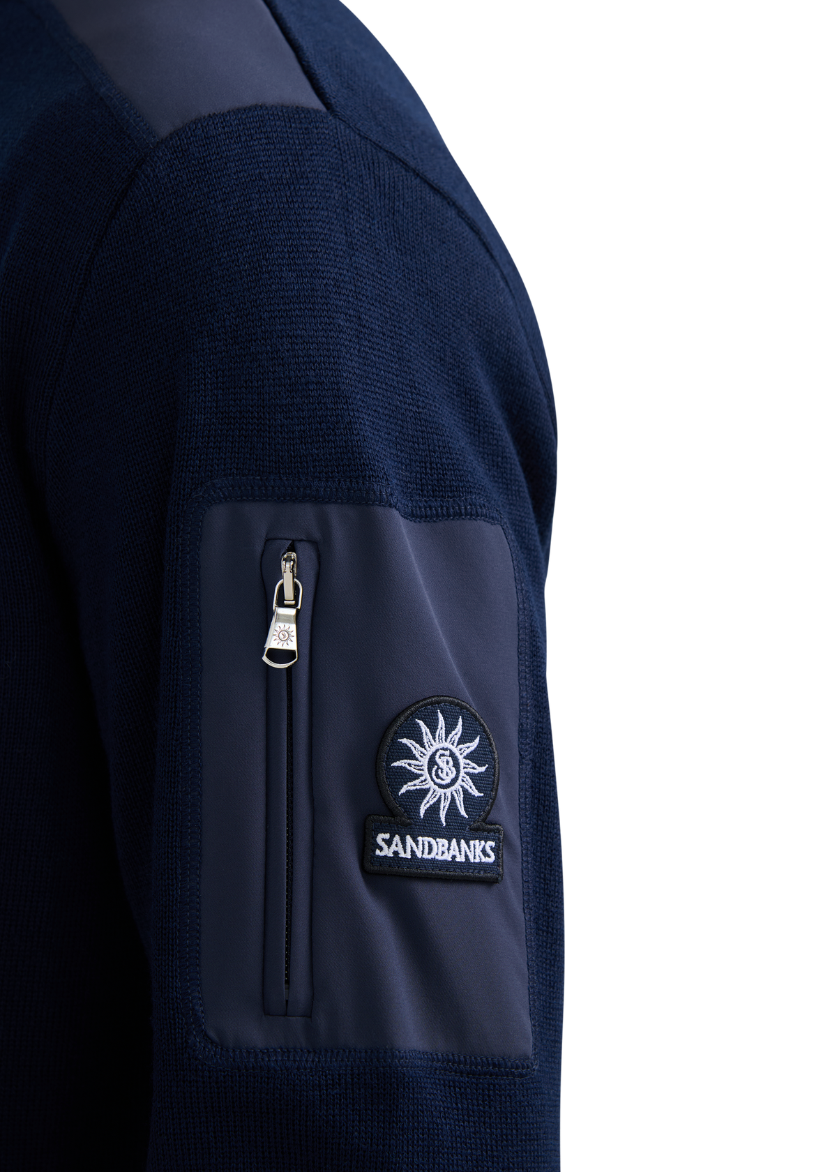 Technical Panelled Knit Quarter Zip - Navy