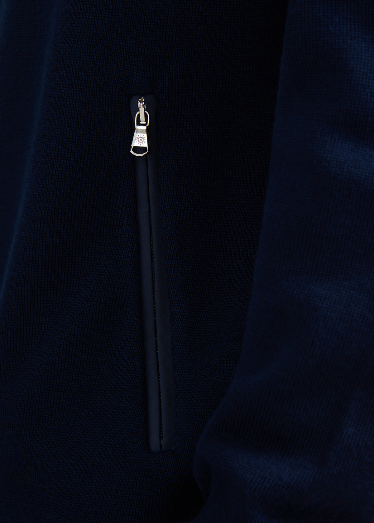 Technical Panelled Knit Quarter Zip - Navy
