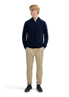 Technical Panelled Knit Quarter Zip - Navy