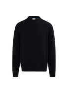 Crew Neck Raglan with Cardigan Stitch Sleeve - Black