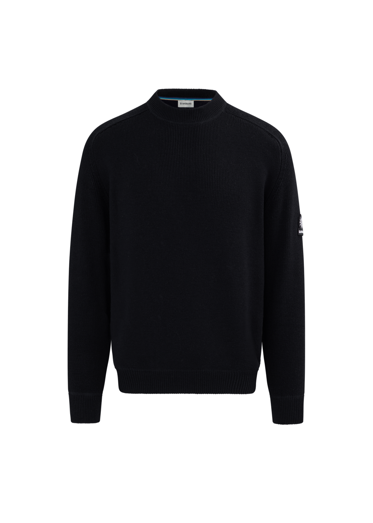 Crew Neck Raglan with Cardigan Stitch Sleeve - Black
