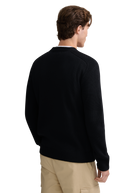 Crew Neck Raglan with Cardigan Stitch Sleeve - Black
