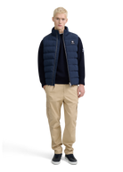 Crew Neck Raglan with Cardigan Stitch Sleeve - Navy