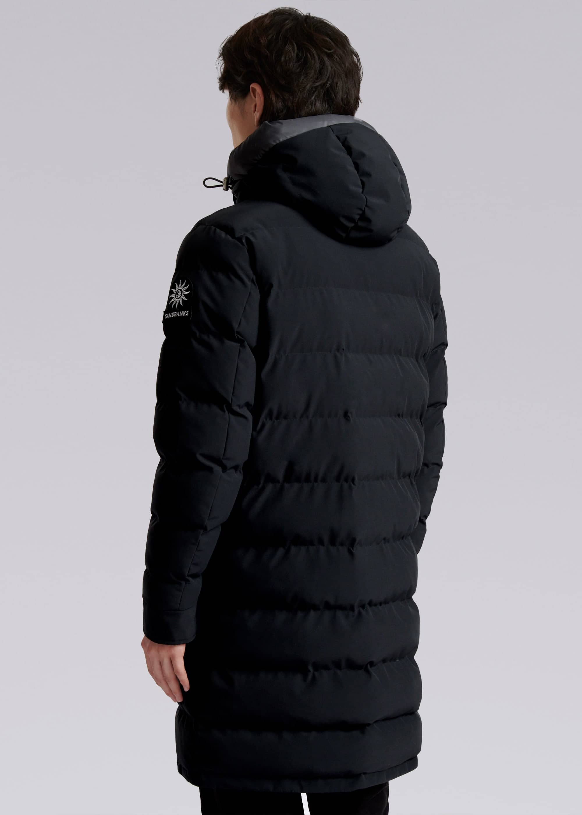 Sandbanks Branksome Long Puffer Jacket - Black - Sandbanks