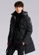 Sandbanks Branksome Long Puffer Jacket - Black - Sandbanks