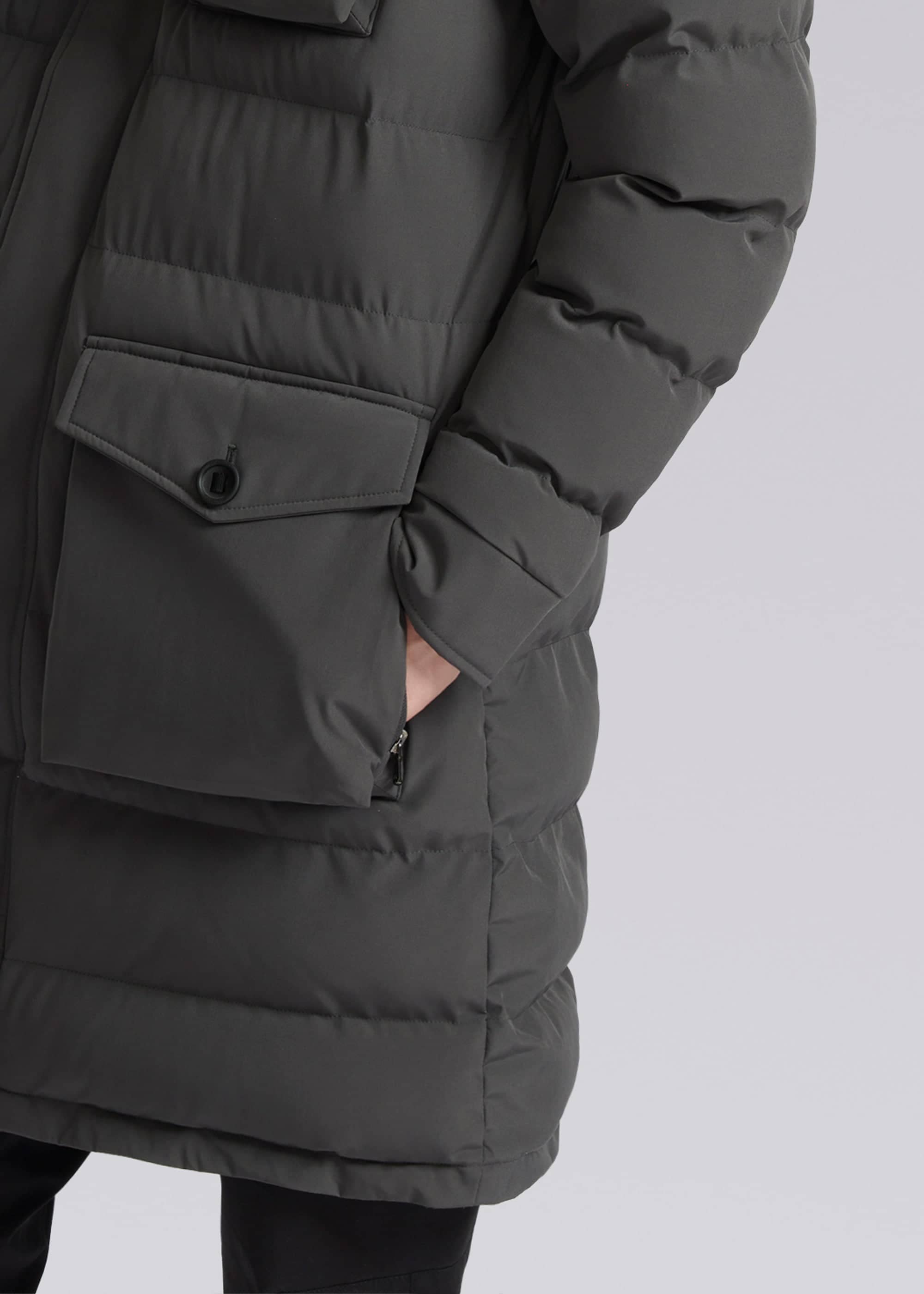 Sandbanks Branksome Long Puffer Jacket - Charcoal - Sandbanks