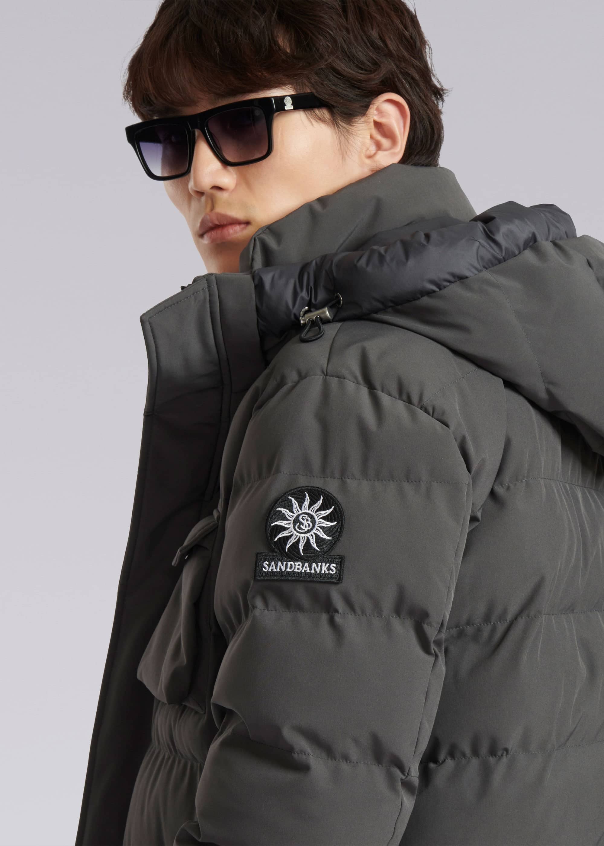 Sandbanks Branksome Long Puffer Jacket - Charcoal - Sandbanks