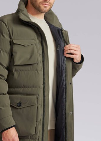 Sandbanks Branksome Long Puffer Jacket - Khaki - Sandbanks