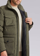 Sandbanks Branksome Long Puffer Jacket - Khaki