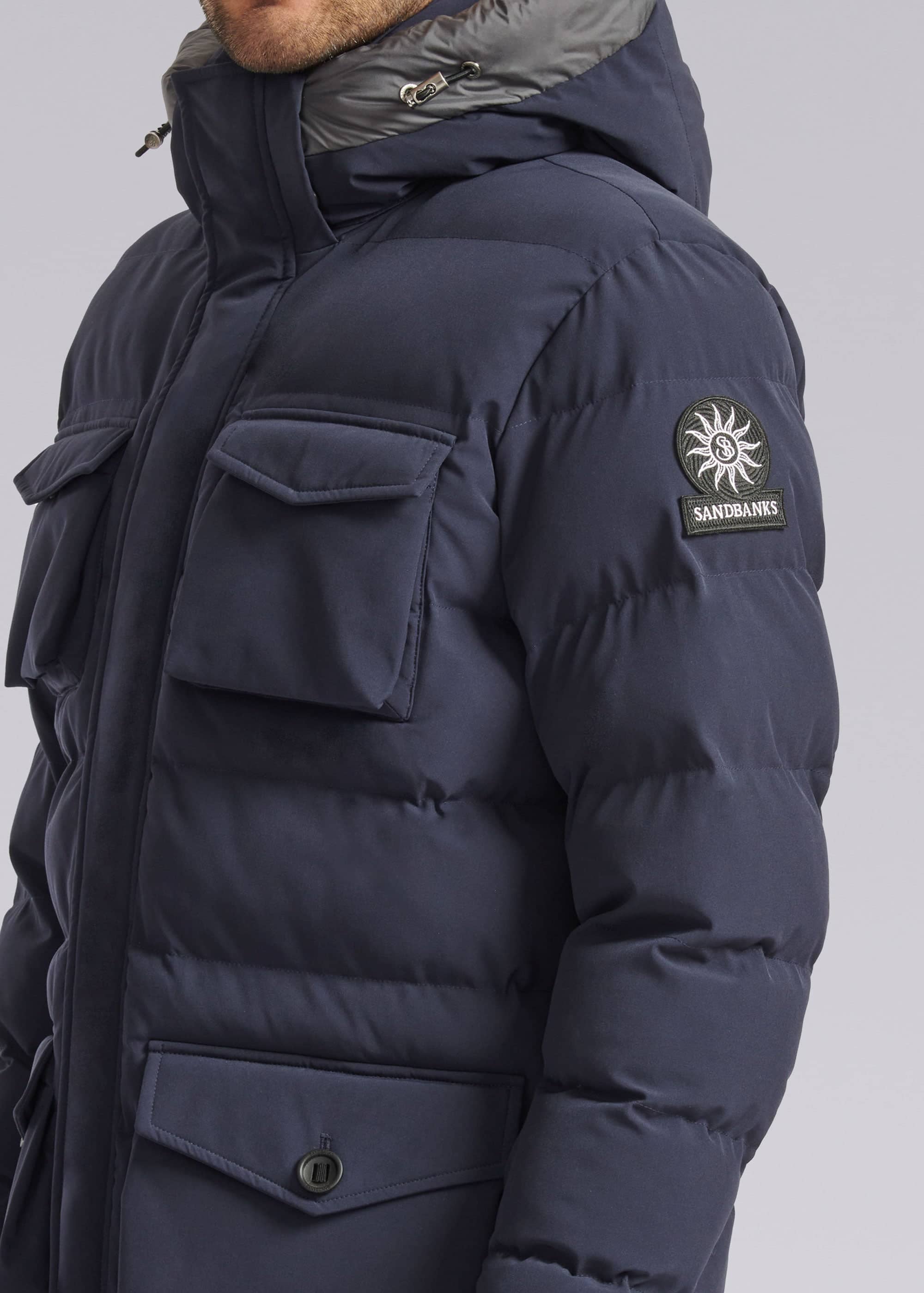 Sandbanks Branksome Long Puffer Jacket - Navy - Sandbanks