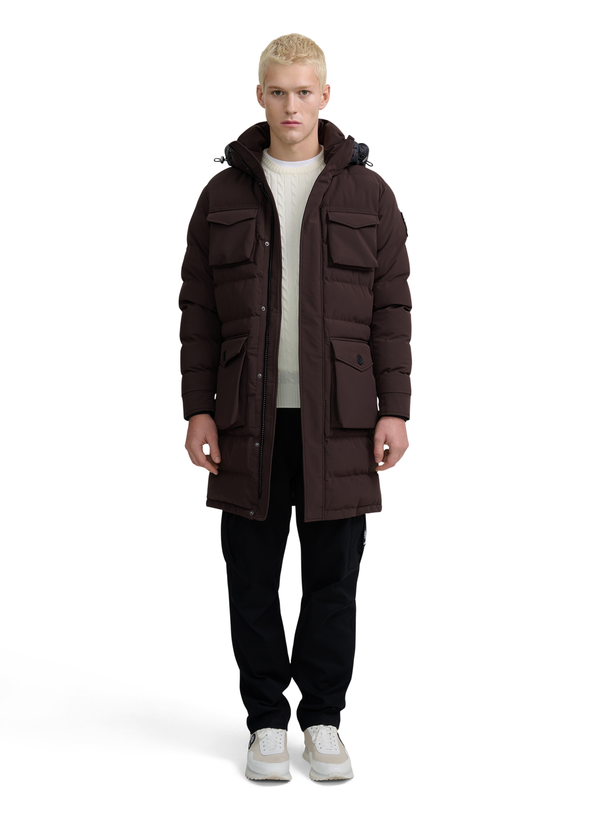 Sandbanks Branksome Long Puffer Jacket - Brown