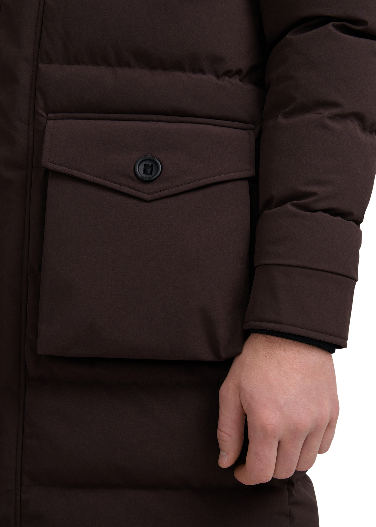 Sandbanks Branksome Long Puffer Jacket - Brown