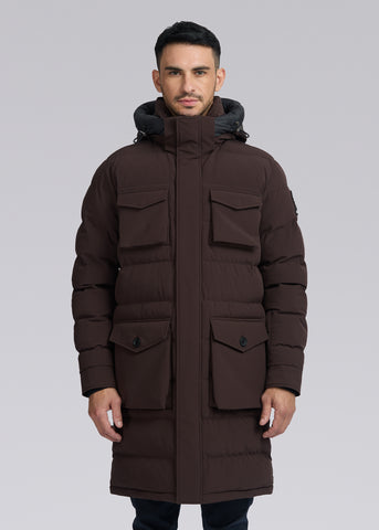 Sandbanks Branksome Long Puffer Jacket - Brown