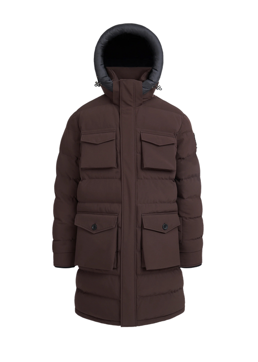 Sandbanks Branksome Long Puffer Jacket - Brown