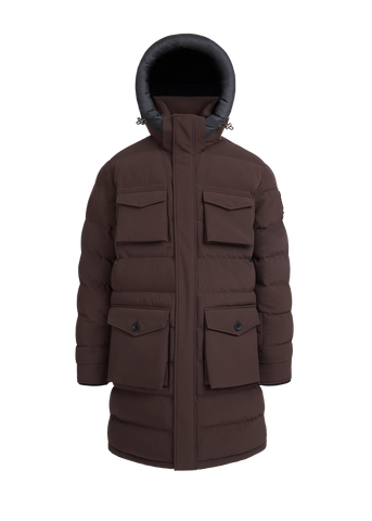 Sandbanks Branksome Long Puffer Jacket - Brown