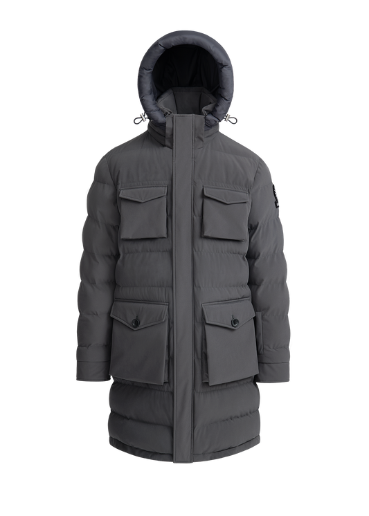 Sandbanks Branksome Long Puffer Jacket - Charcoal