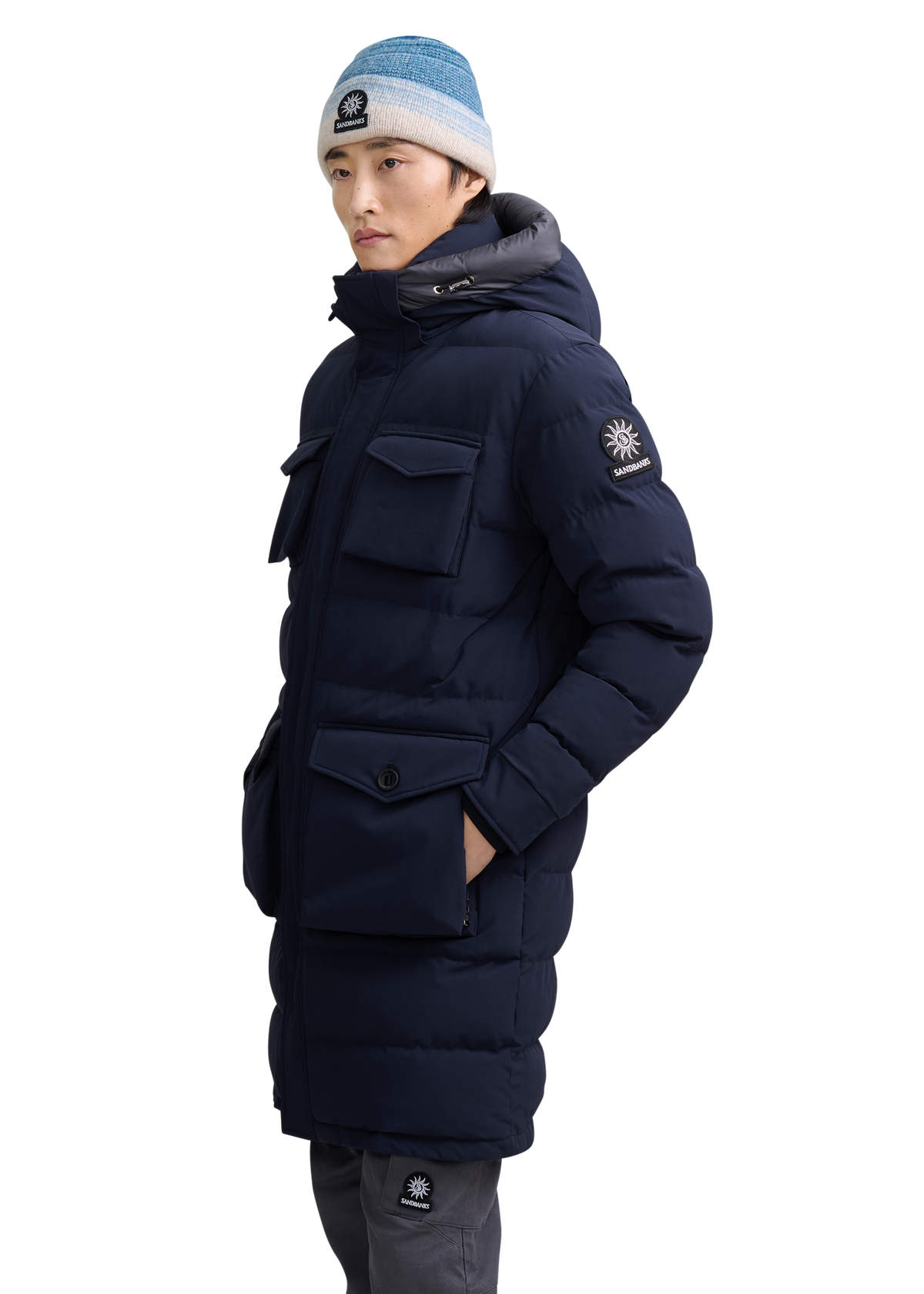 Sandbanks Branksome Long Puffer Jacket - Navy