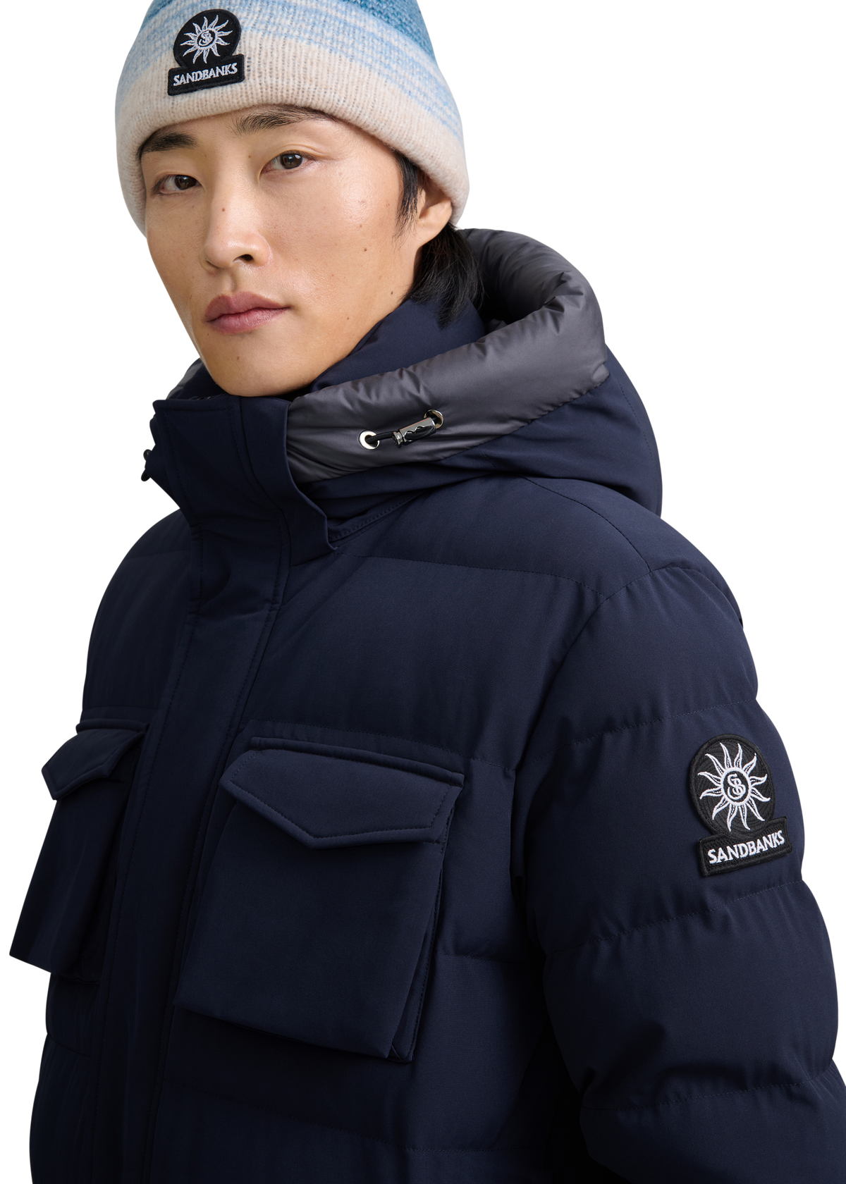 Sandbanks Branksome Long Puffer Jacket - Navy