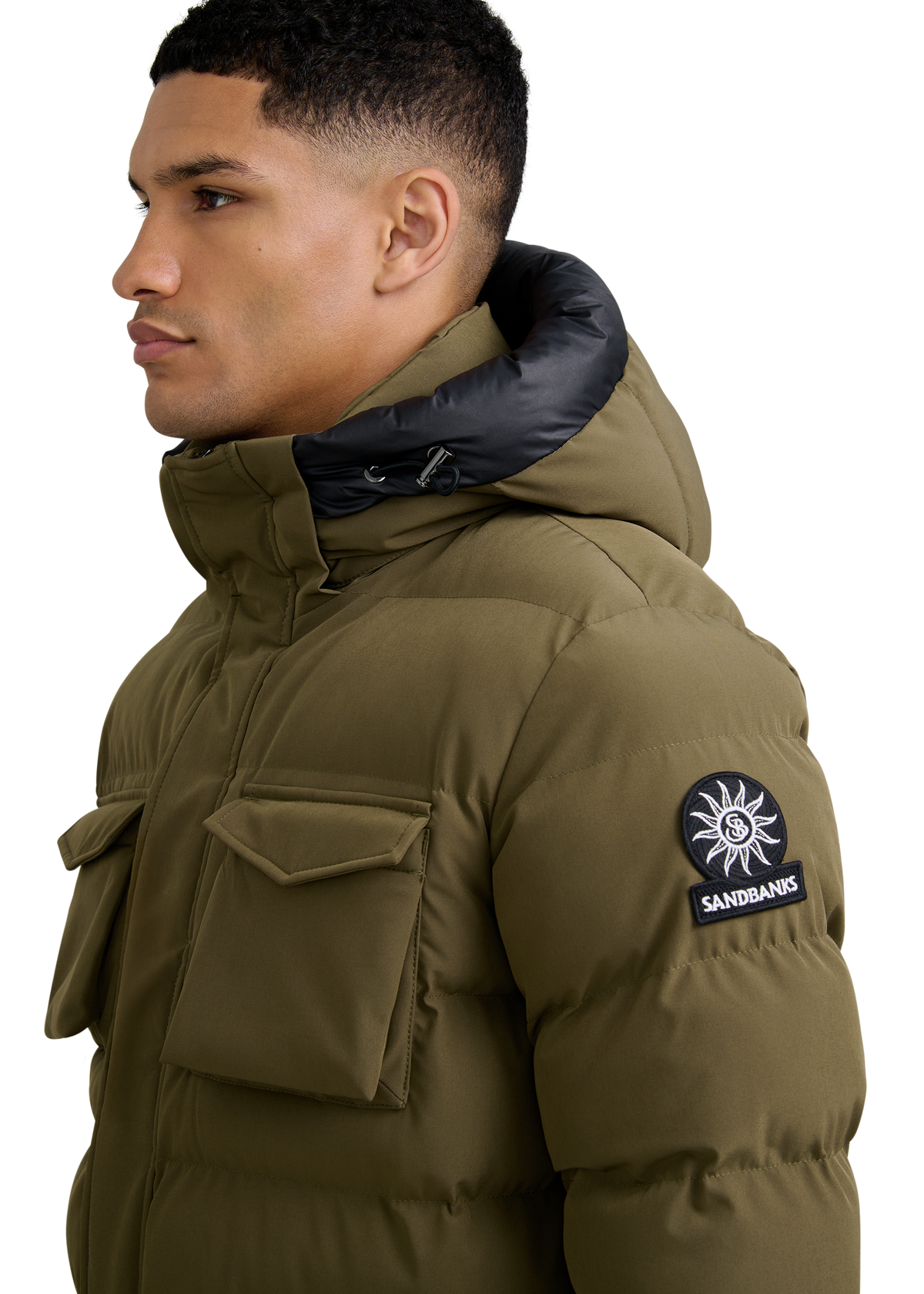 Sandbanks Branksome Long Puffer Jacket - Olive