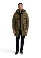 Sandbanks Branksome Long Puffer Jacket - Olive