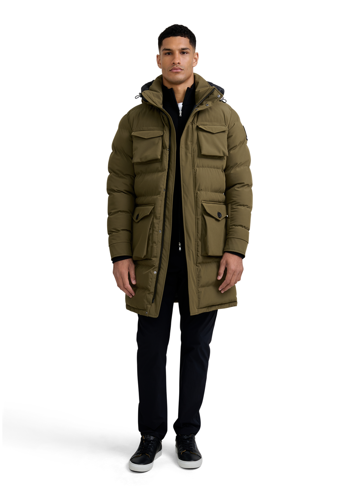 Sandbanks Branksome Long Puffer Jacket - Olive