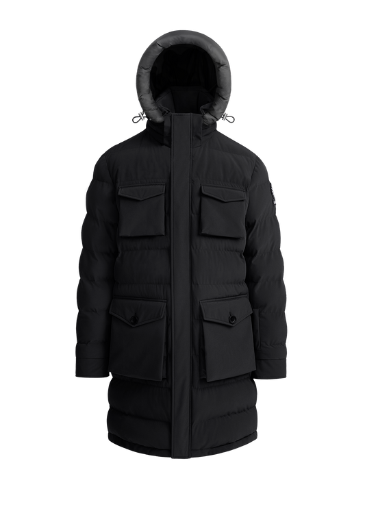 Sandbanks Branksome Long Puffer Jacket - Black