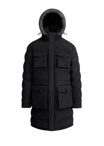 Sandbanks Branksome Long Puffer Jacket - Black - Sandbanks