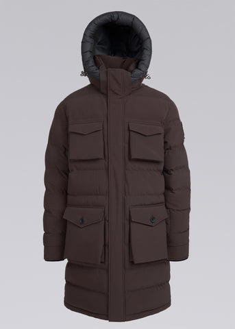 Sandbanks Branksome Long Puffer Jacket - Brown