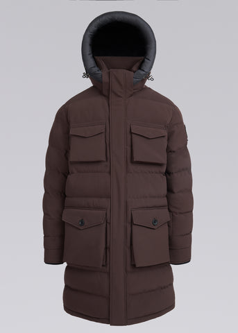 Sandbanks Branksome Long Puffer Jacket - Brown