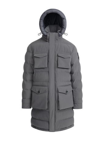 Sandbanks Branksome Long Puffer Jacket - Charcoal - Sandbanks