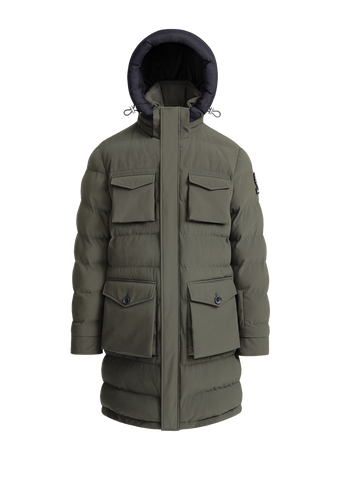 Sandbanks Branksome Long Puffer Jacket - Khaki - Sandbanks