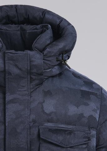 Sandbanks Carbon Collection ECONYL® Branksome Long Puffer Jacket - Navy Camo