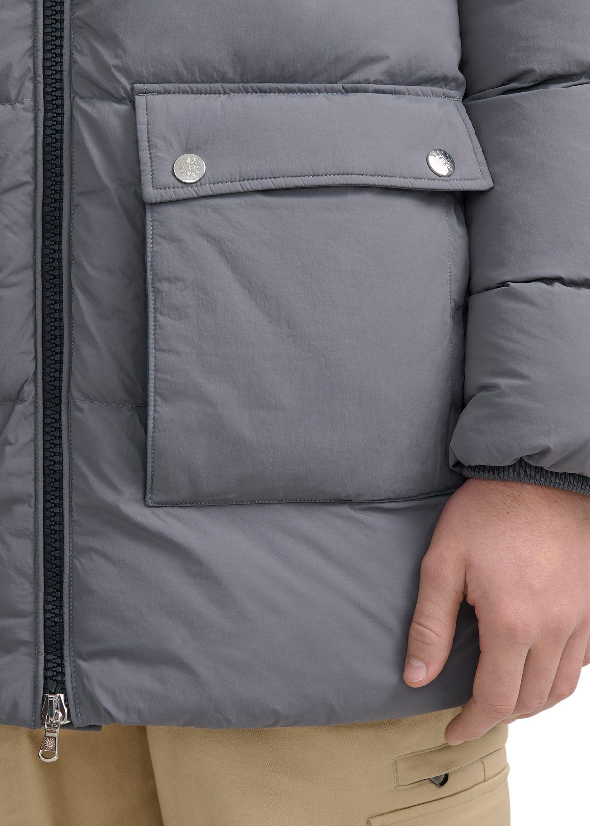 Valon Mid-Length Down Jacket - Charcoal